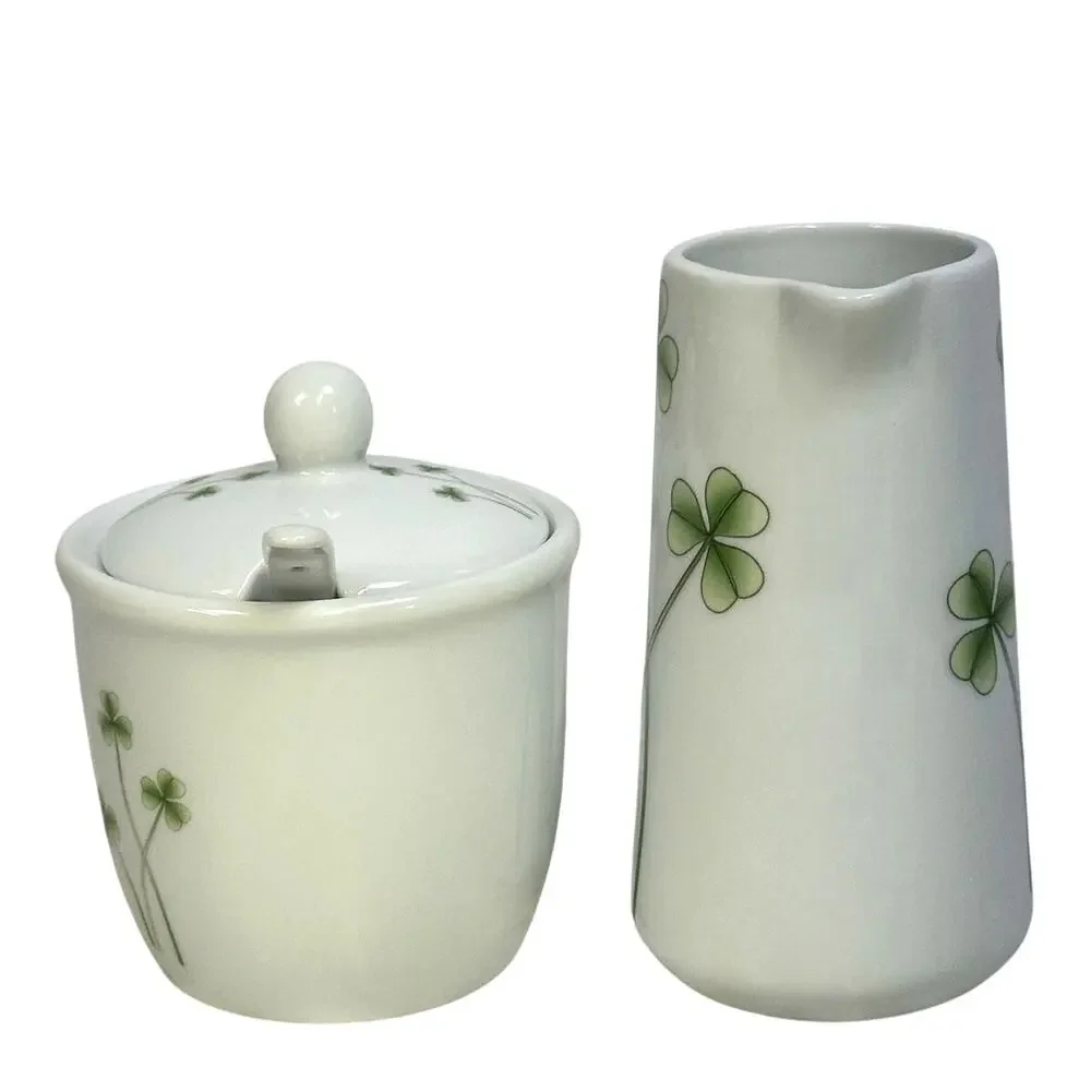Marcus Notley Ireland Retired 2007 Shamrocks Porcelain Creamer/Sugar Bowl/Spoon